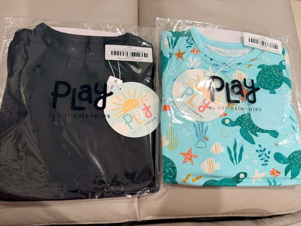 Play by Little Sleepies Black Tee & Turtle Tee Size 12-18 Months